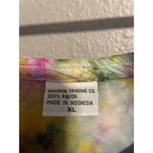 Dharma Trading Co Shirt Womens XL Multicolor Tie Dye Tunic Boho Rayon Top - Picture 3 of 7